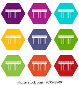 Bridge icon set many color hexahedron isolated on white vector illustration