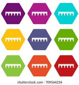 Bridge icon set many color hexahedron isolated on white vector illustration