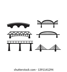 Bridge Icon Set on White Background. Vector