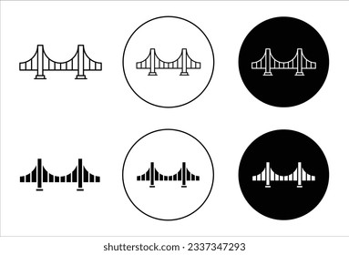 Conjunto de iconos de puente. símbolo vector de la línea puente del río en color negro.
