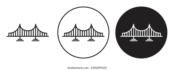 Bridge icon set. river suspension bridge vector line symbol in black color.