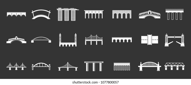Bridge icon set vector white isolated on grey background 