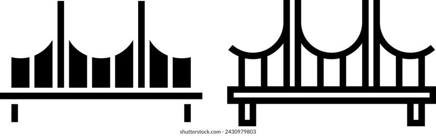bridge icon, sign, or symbol in glyph and line style isolated on transparent background. Vector illustration