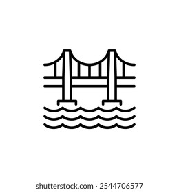 Bridge icon. Simple line art illustration of a famous bridge over water, inspired by Venice iconic architecture. Perfect for cultural themes related to Italy. Vector illustration