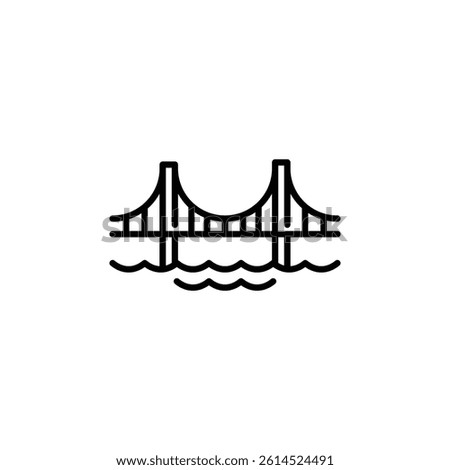 Bridge icon. Simple line art illustration of a famous bridge over water, inspired by Venice iconic architecture. Perfect for cultural themes related to Italy. Vector illustration