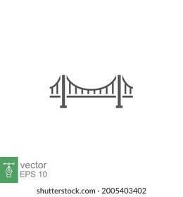 Bridge icon, solid style, road, architecture. Ground transportation. Constructions of stone metal girders architectural symbol for web graphic. Vector illustration. Design on white background EPS 10