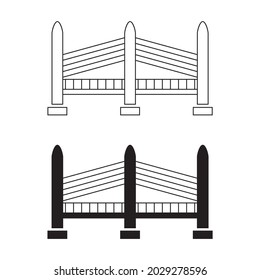 The bridge icon. A structure erected over an obstacle. The bridge is one of the oldest engineering inventions of mankind. Vector illustration isolated on a white background for design and web.