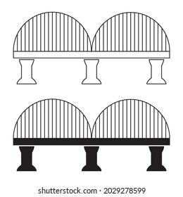 The bridge icon. A structure erected over an obstacle. The bridge is one of the oldest engineering inventions of mankind. Vector illustration isolated on a white background for design and web.