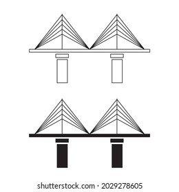 The bridge icon. A structure erected over an obstacle. The bridge is one of the oldest engineering inventions of mankind. Vector illustration isolated on a white background for design and web.