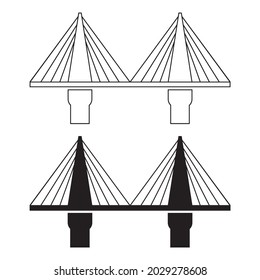 The bridge icon. A structure erected over an obstacle. The bridge is one of the oldest engineering inventions of mankind. Vector illustration isolated on a white background for design and web.