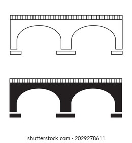 The bridge icon. A structure erected over an obstacle. The bridge is one of the oldest engineering inventions of mankind. Vector illustration isolated on a white background for design and web.