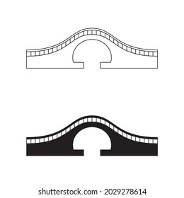 The bridge icon. A structure erected over an obstacle. The bridge is one of the oldest engineering inventions of mankind. Vector illustration isolated on a white background for design and web.