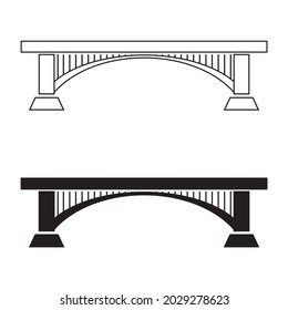 The bridge icon. A structure erected over an obstacle. The bridge is one of the oldest engineering inventions of mankind. Vector illustration isolated on a white background for design and web.