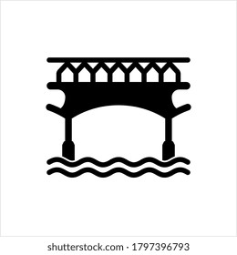 Bridge Icon, Structure Over Obstacle Passage Vector Art Illustration