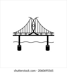 Bridge Icon, Structure Over Obstacle Passage Vector Art Illustration