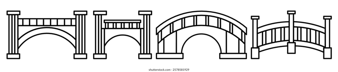 Bridge icon. Bridge thin line icon collection. Stock vector..