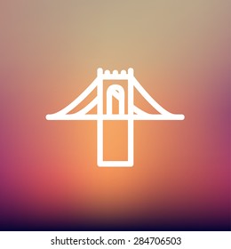 Bridge icon thin line for web and mobile, modern minimalistic flat design. Vector white icon on gradient mesh background.