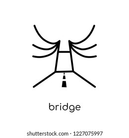 Bridge icon. Trendy modern flat linear vector Bridge icon on white background from thin line Architecture and Travel collection, editable outline stroke vector illustration