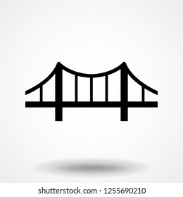 Bridge icon vector. Building symbol. Architecture pictogram, flat vector sign isolated on white background. Simple vector illustration for graphic and web design.