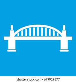Bridge icon white isolated on blue background vector illustration