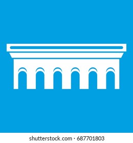 Bridge icon white isolated on blue background vector illustration