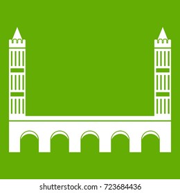 Bridge icon white isolated on green background. Vector illustration