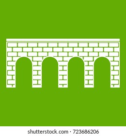 Bridge icon white isolated on green background. Vector illustration
