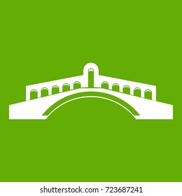 Bridge icon white isolated on green background. Vector illustration