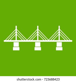 Bridge icon white isolated on green background. Vector illustration