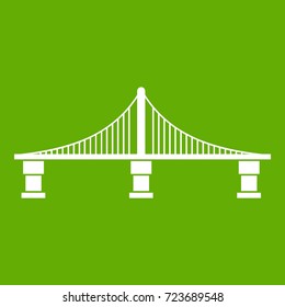Bridge icon white isolated on green background. Vector illustration