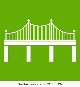 Bridge icon white isolated on green background. Vector illustration