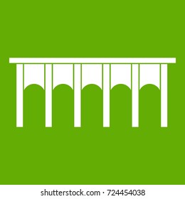Bridge icon white isolated on green background. Vector illustration