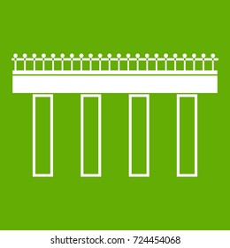 Bridge icon white isolated on green background. Vector illustration