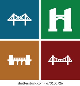 Bridge icons set. set of 4 bridge filled icons such as