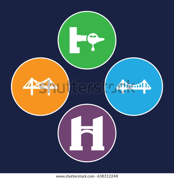 Bridge icons set. set of 4 bridge filled icons\
such as jetway