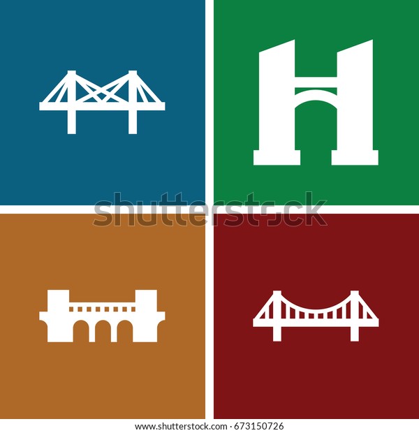 Bridge\
icons set. set of 4 bridge filled icons such\
as