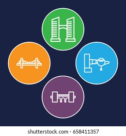 Bridge icons set. set of 4 bridge outline icons such as jetway