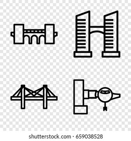 Bridge icons set. set of 4 bridge outline icons such as jetway