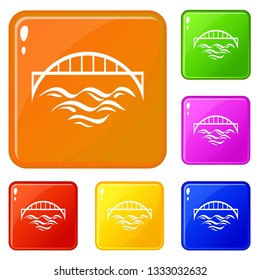 Bridge icons set collection vector 6 color isolated on white background