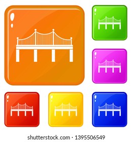 Bridge icons set collection vector 6 color isolated on white background