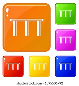 Bridge icons set collection vector 6 color isolated on white background