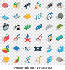 Bridge icons set. Isometric style of 36 bridge vector icons for web for any design