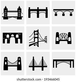 Bridge icons set on gray 