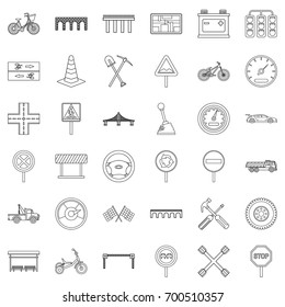 Bridge icons set. Outline style of 36 bridge vector icons for web isolated on white background