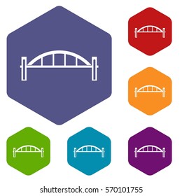 Bridge icons set rhombus in different colors isolated on white background