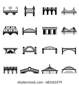 Bridge icons set. Simple illustration of 16 bridge icons set vector icons for web