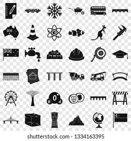 Bridge icons set. Simple style of 36 bridge vector icons for web for any design