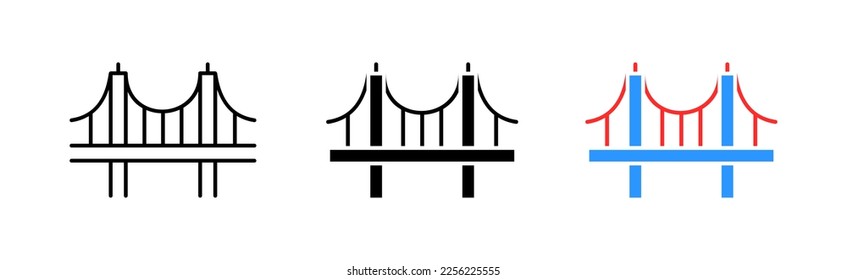 Bridge icons set. Style, design, building, city, design, architecture, landscape, business, concrete, construction, modern, engineering. Infrastructure concept. Vector line icon in different styles