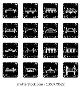 Bridge icons set vector grunge isolated on white background 