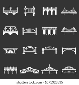 Bridge icons set vector white isolated on grey background 